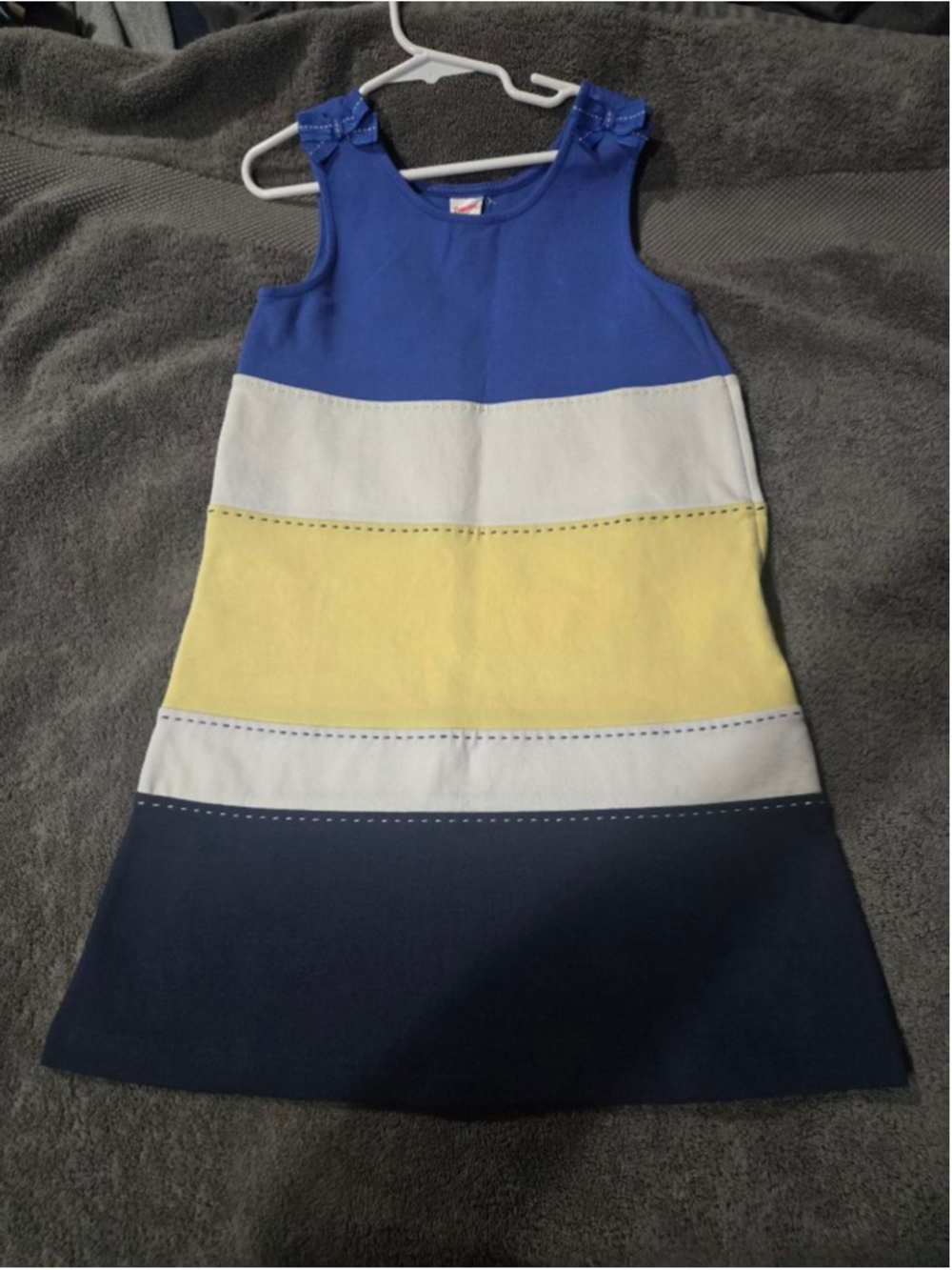 Girls Gymboree Casual Dress Size 7 Blue Yellow White Striped